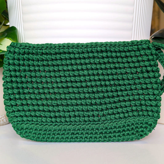 Wristlet Clutch Bag - Emerald Green Macrame