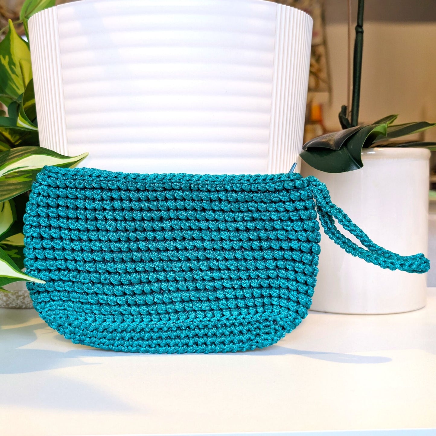 Wristlet Clutch Bag - Soft Teal Macrame