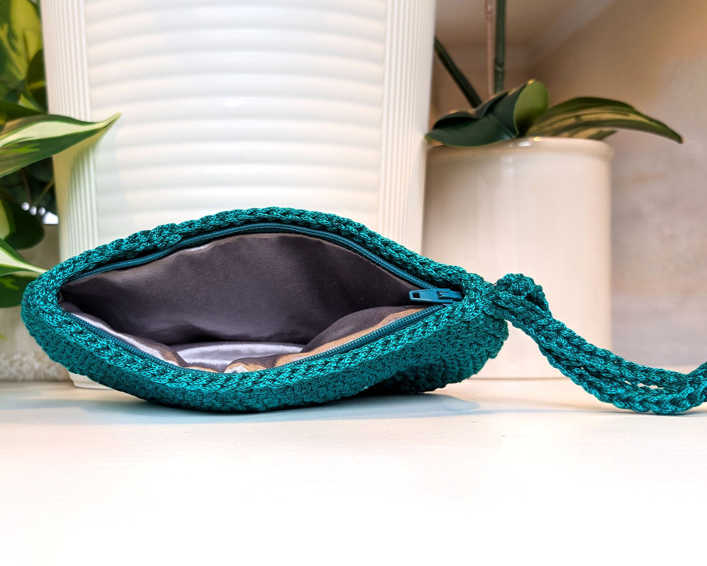 Wristlet Clutch Bag - Soft Teal Macrame