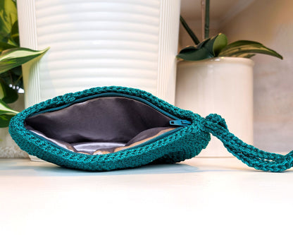 Wristlet Clutch Bag - Soft Teal Macrame