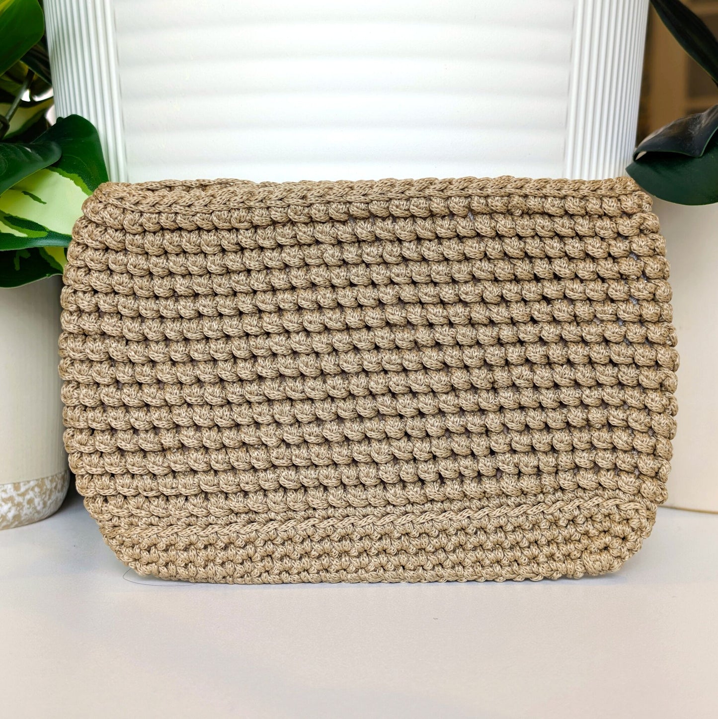 Wristlet Clutch Bag - Taupe Macrame