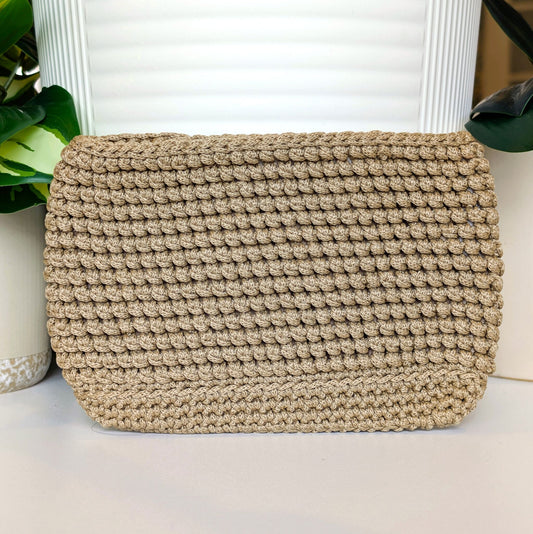 Clutch Zipper Bag - Taupe Macrame