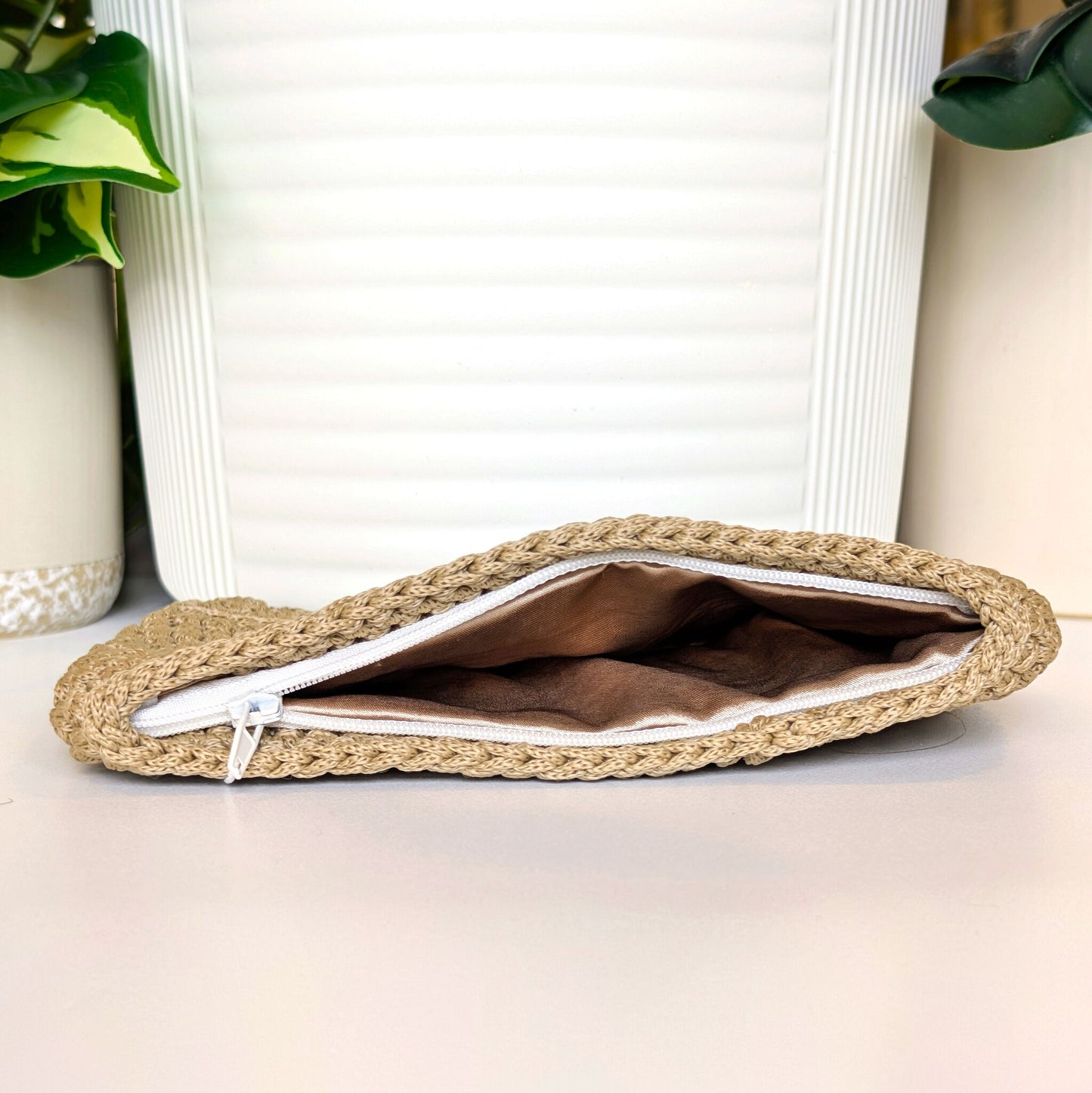 Wristlet Clutch Bag - Taupe Macrame