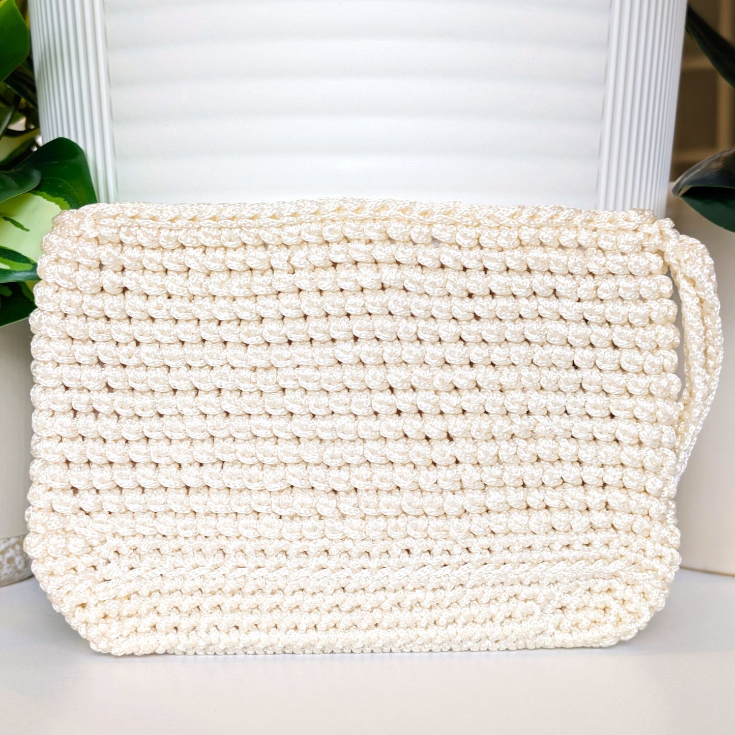 Wristlet Clutch Bag - White Macrame