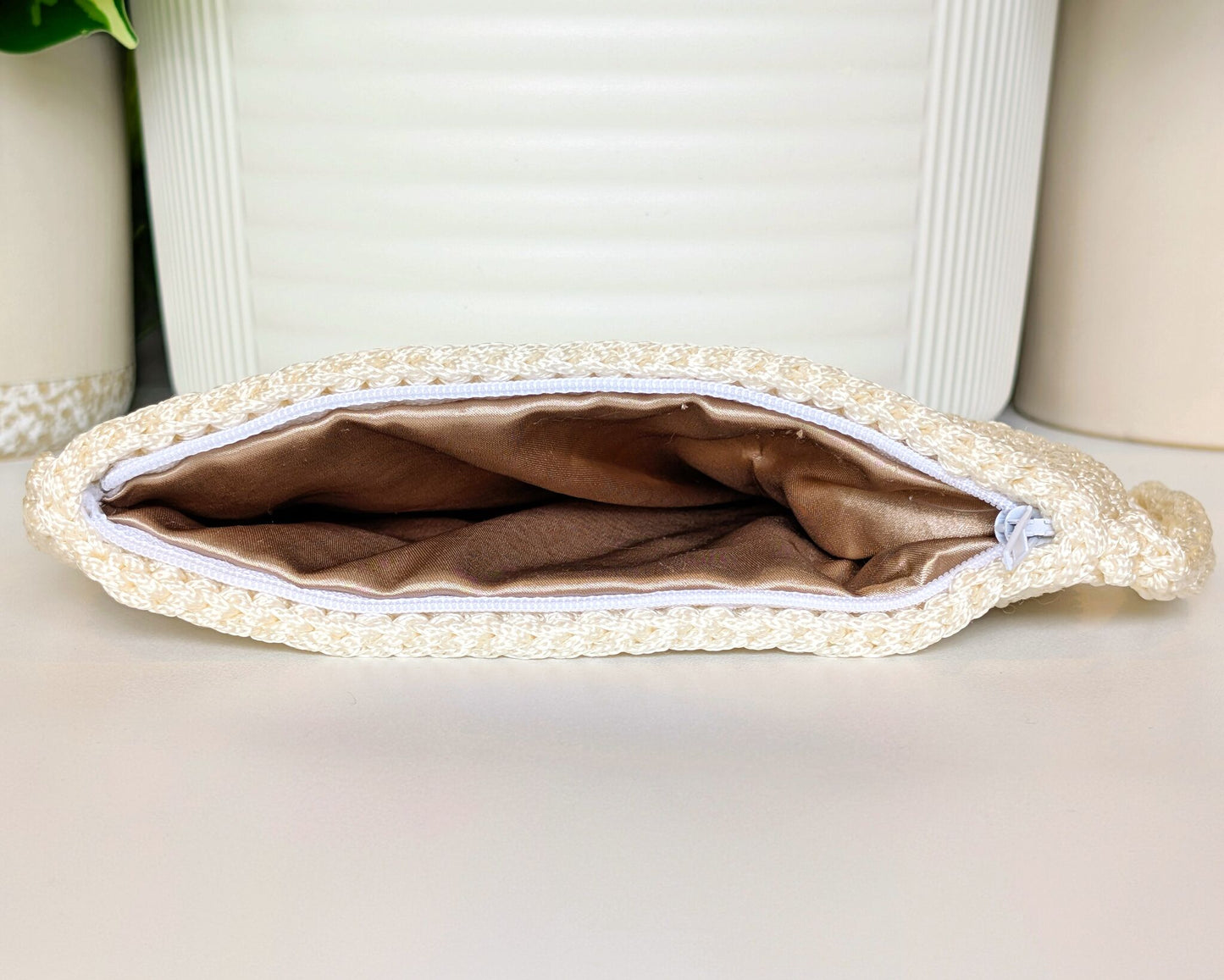 Wristlet Clutch Bag - White Macrame