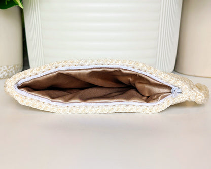 Wristlet Clutch Bag - White Macrame