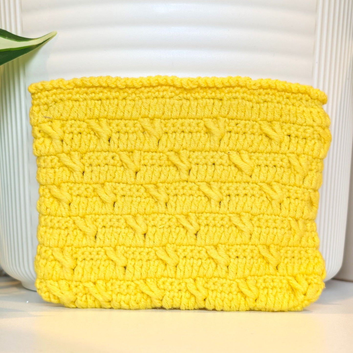 Zip Pouch (Sunflower Yellow) - Crochet Coin Purse