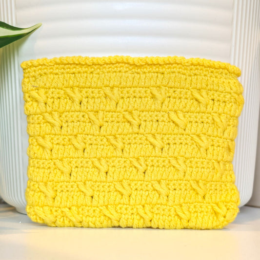 Zip Pouch (Sunflower Yellow) - Crochet Coin Purse