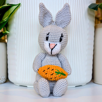 Rabbit with Carrot Amigurumi - Handmade Crochet Plushie