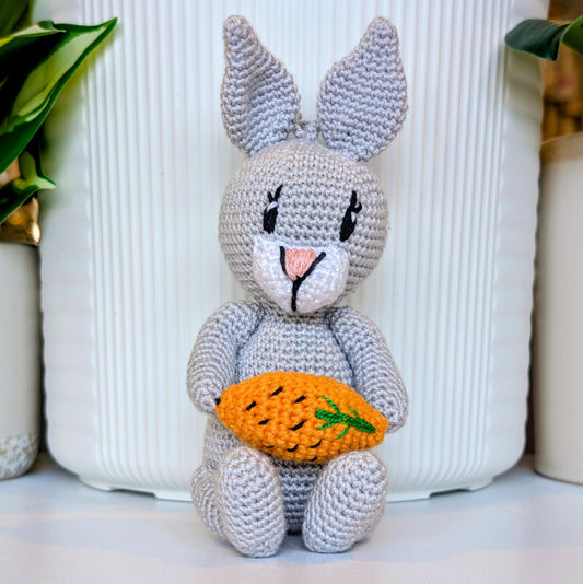 Rabbit with Carrot Amigurumi - Handmade Crochet Plushie