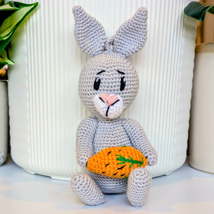 Rabbit with Carrot Amigurumi - Handmade Crochet Plushie