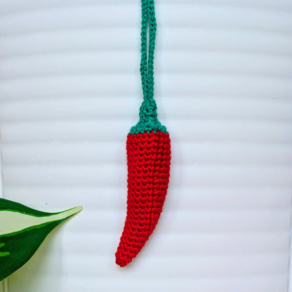 Chili Pepper Amigurumi - Handmade Crochet Keychain