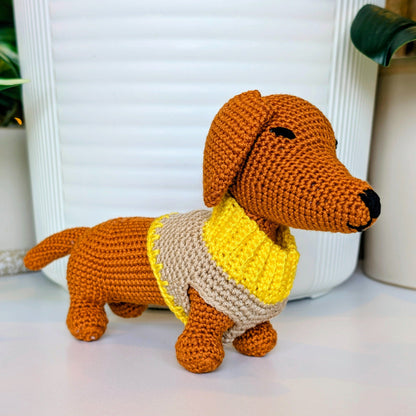 Dachshund Dog (Collar) Crochet Plush - Ginger
