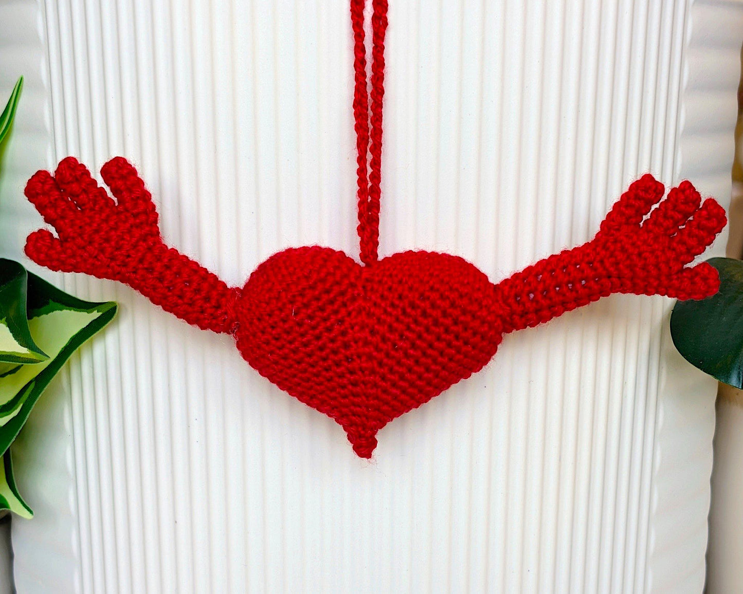 Heart with Hugging Hands Amigurumi - Crochet Keychain