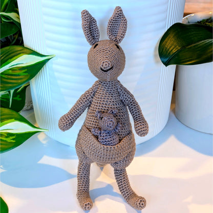 Kangaroo Amigurumi with Baby Joey - Handmade Crochet Plushie