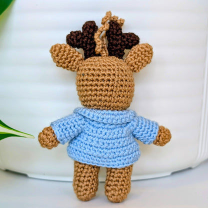 Deer in Jacket Amigurumi - Mini - Crochet Bag Charm