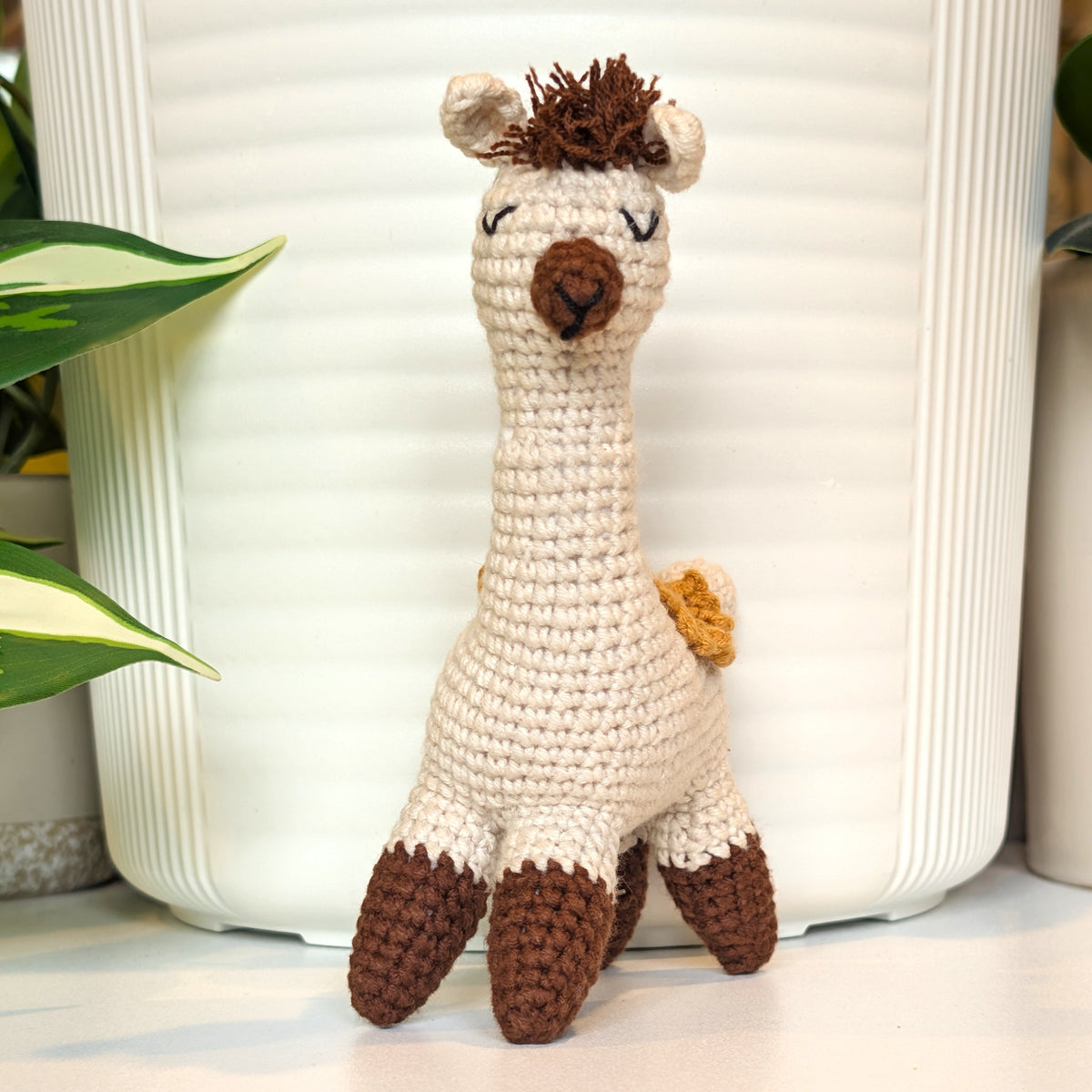 Alpaca in Brown Boots - Plush Amigurumi