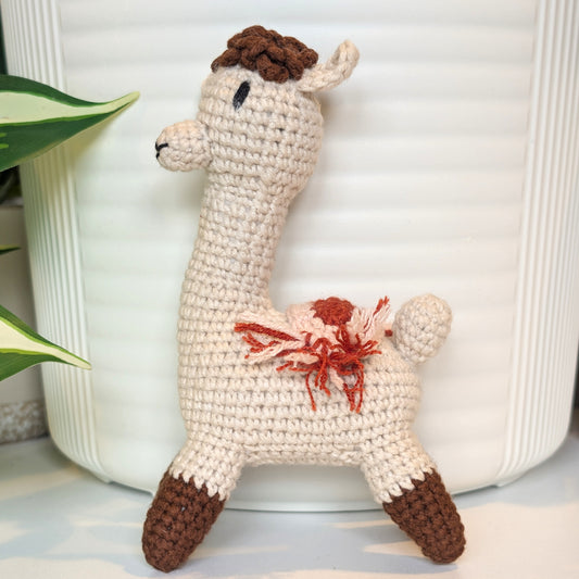 Alpaca in Brown Boots - Plush Amigurumi