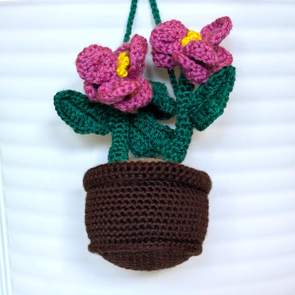 Blossom Plant (Brown Pot) - Crochet Plush Keychain