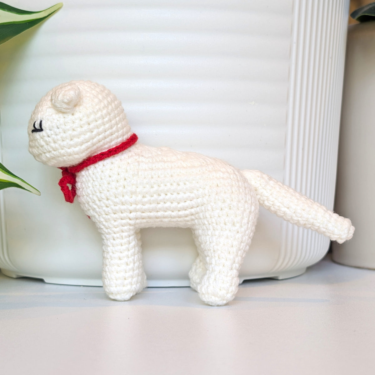 Cat Standing - Cream Girl - Crochet Plush