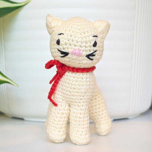 Cat Standing - Standard Cream - Crochet Plush