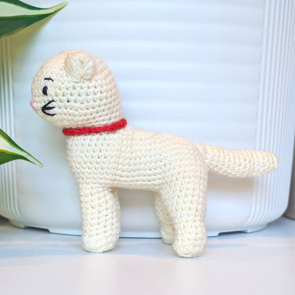 Cat Standing - Standard Cream - Crochet Plush