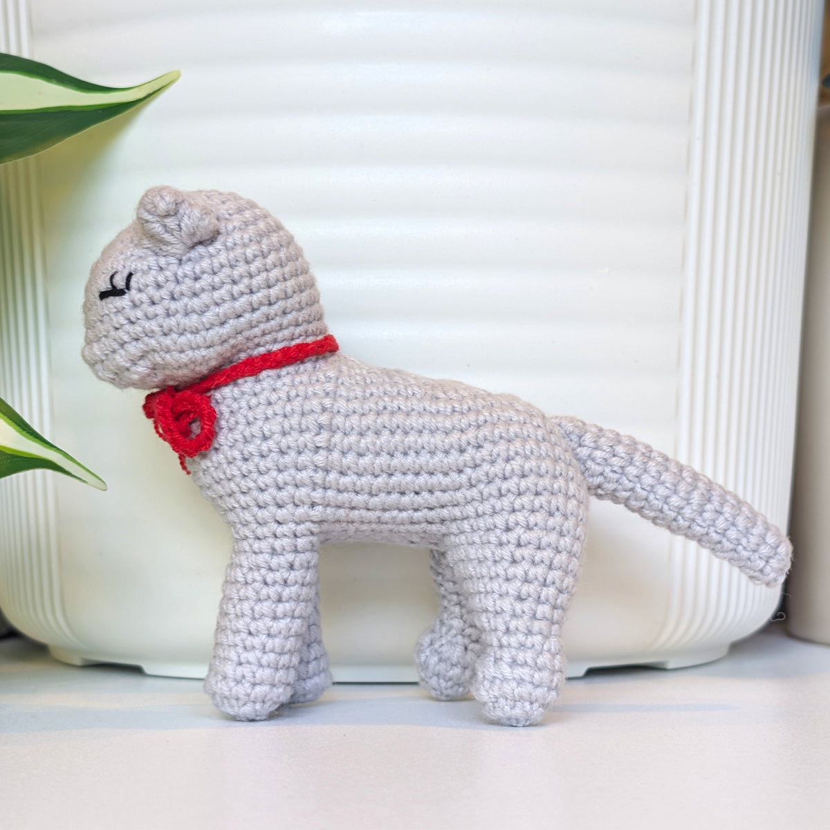 Cat Standing - Gray Girl - Crochet Plush