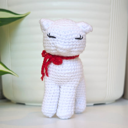 Cat Standing - White Girl - Crochet Plush