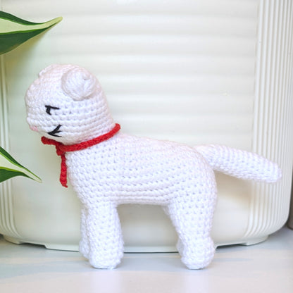 Cat Standing - White Standard - Crochet Plush