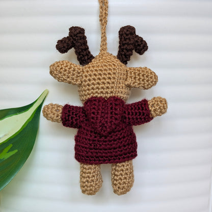 Deer in Hooded Jacket Amigurumi - Mini - Crochet Bag Charm