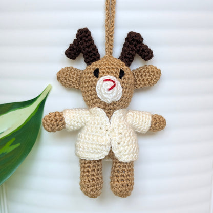 Deer in Hooded Jacket Amigurumi - Mini - Crochet Bag Charm