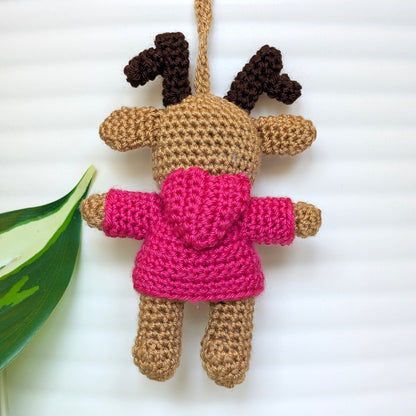 Deer in Hooded Jacket Amigurumi - Mini - Crochet Bag Charm