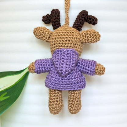 Deer in Hooded Jacket Amigurumi - Mini - Crochet Bag Charm
