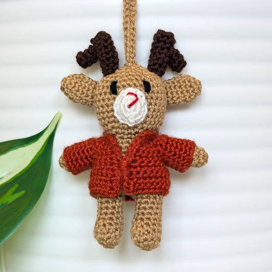 Deer in Hooded Jacket Amigurumi - Mini - Crochet Bag Charm