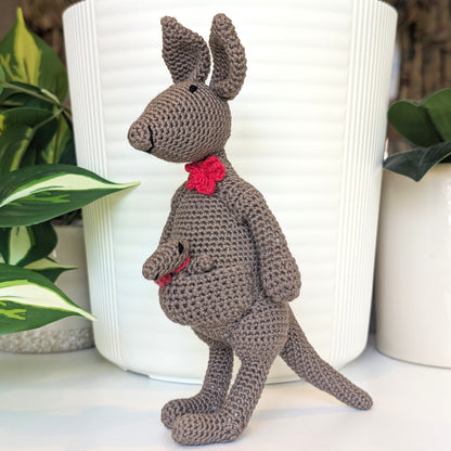 Kangaroo with Bow-Tie Crochet Plush