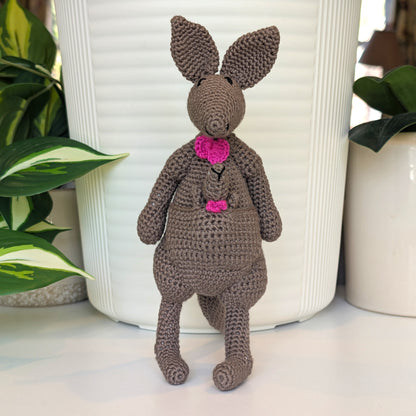 Kangaroo with Bow-Tie Crochet Plush