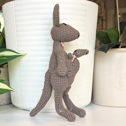Kangaroo with Bow-Tie Crochet Plush
