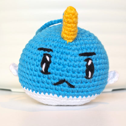 Narwhal 'Not Today' - Caribbean Blue - Crochet Plush Charm