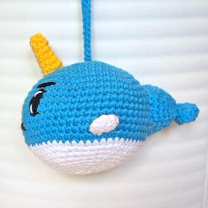 Narwhal 'Not Today' - Caribbean Blue - Crochet Plush Charm