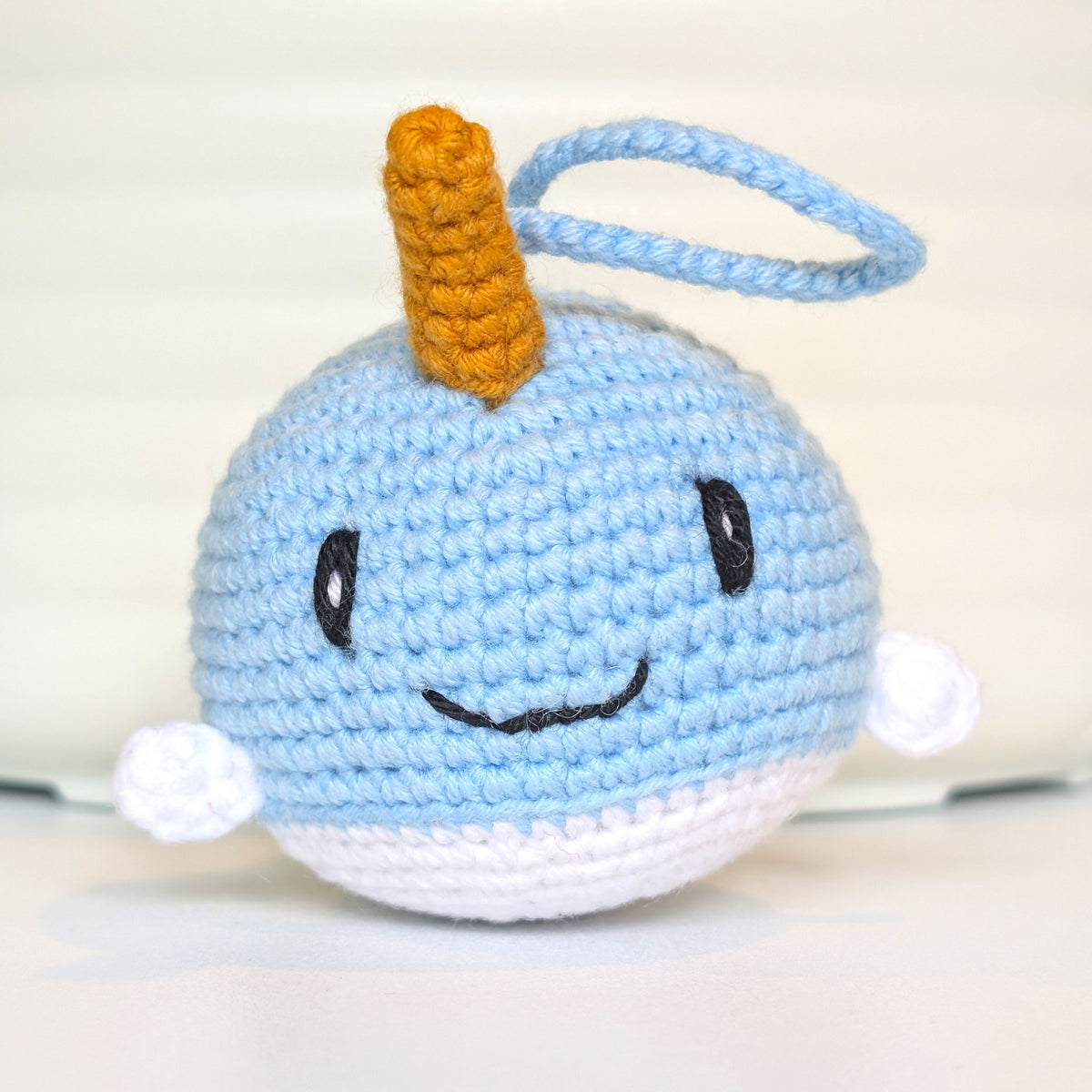 Standard Narwhal - Light Blue - Crochet Plush Charm