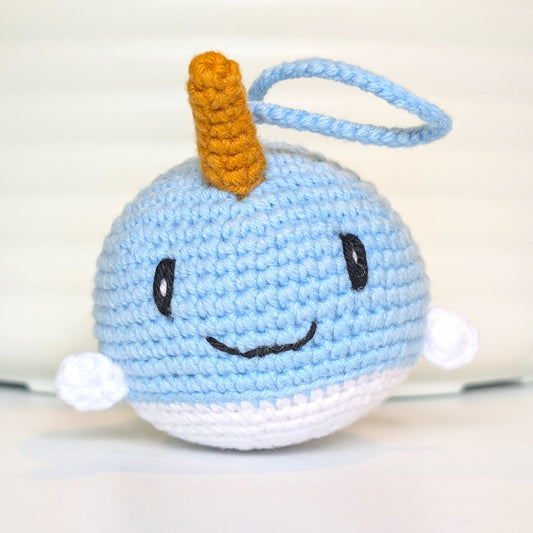 Standard Narwhal - Light Blue - Crochet Plush Charm