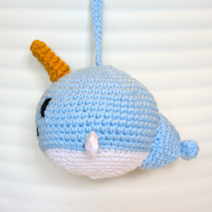 Standard Narwhal - Light Blue - Crochet Plush Charm