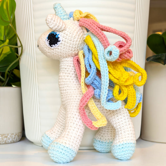 Unicorn (Pastel Aqua Foot) - Large - Amigurumi Crochet Plushie