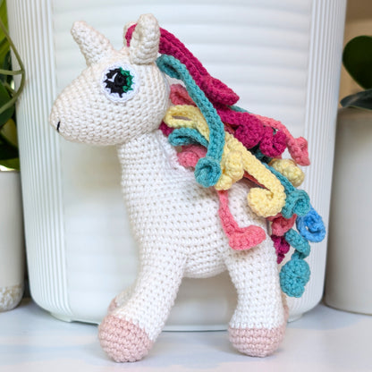 Unicorn (Pastel Pink Foot) - Medium - Handmade Crochet Plushie