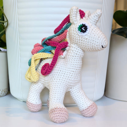 Unicorn (Pastel Pink Foot) - Medium - Handmade Crochet Plushie