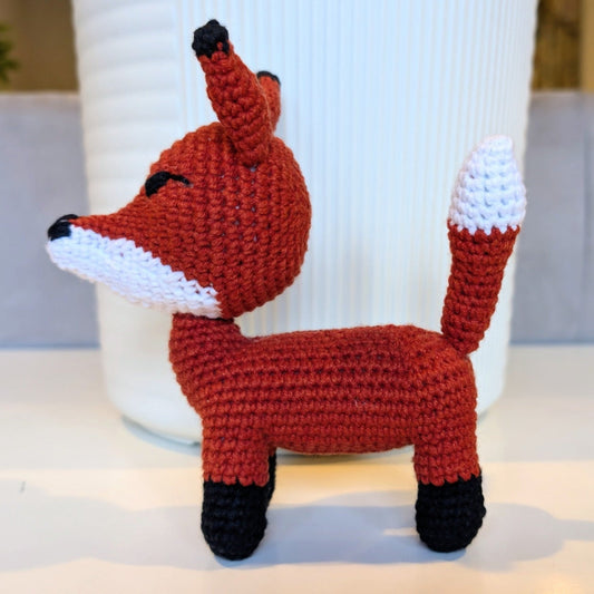 Red Fox Amigurumi on Four Legs - Crochet Plush Figurine