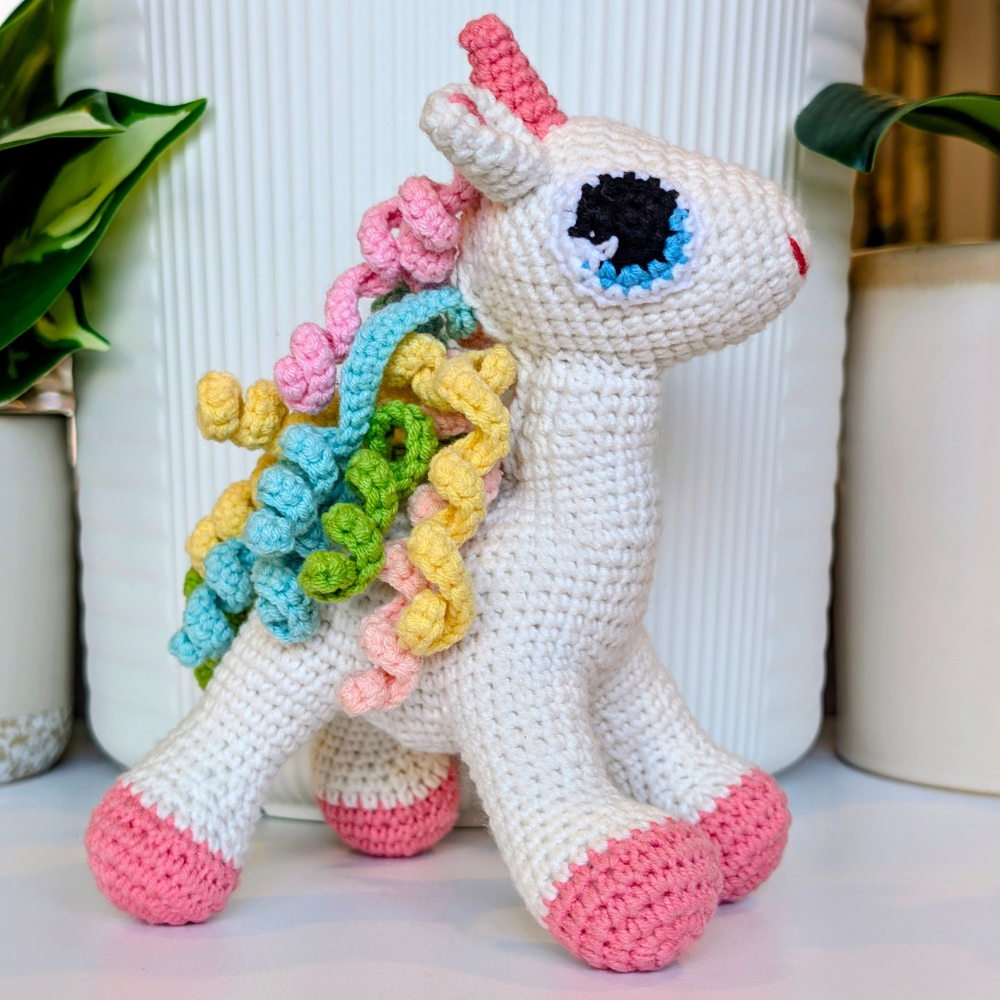 Unicorn (Wild Watermelon Foot) - Medium - Amigurumi Crochet Plushie
