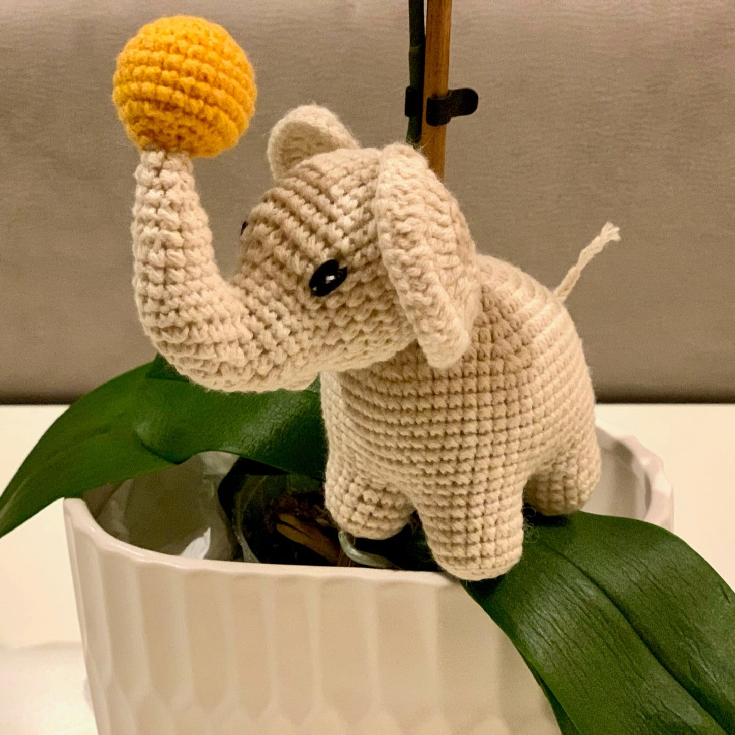 Elephant - Cream with Ball
