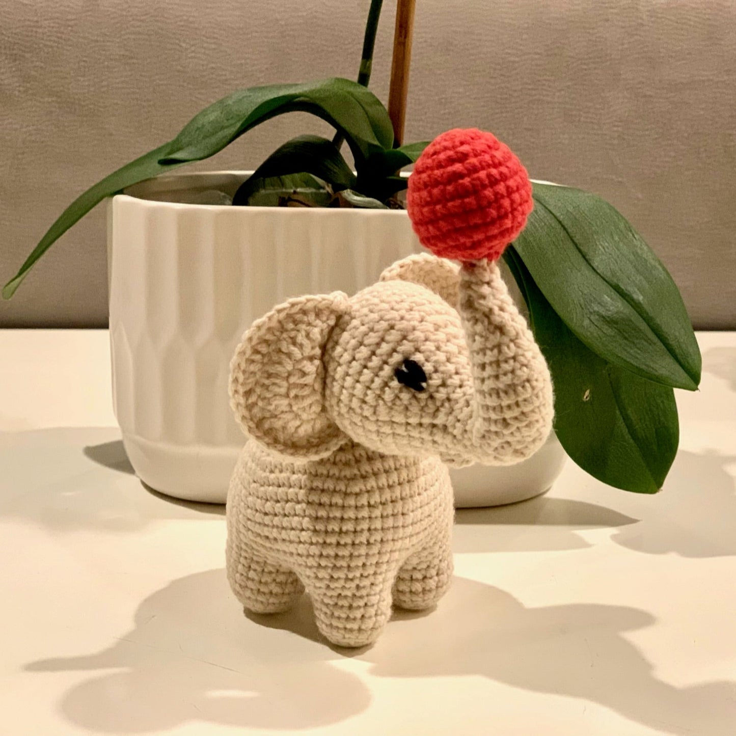 Elephant - Cream with Ball