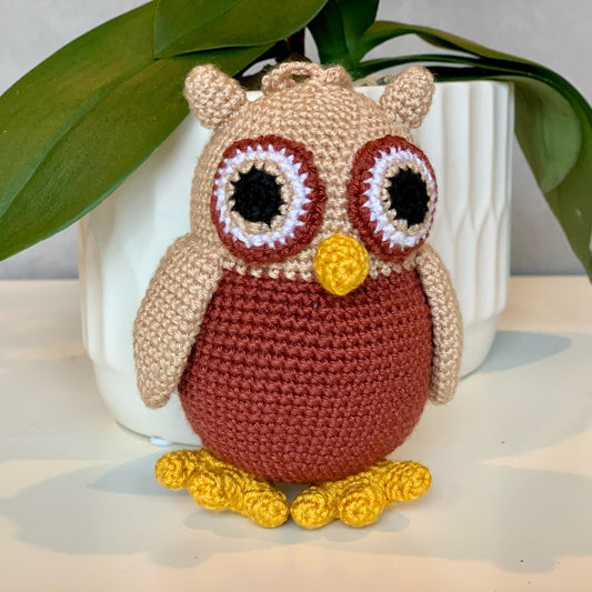 Owl Amigurumi - Terracotta Small - Handmade Crochet Plush Bird